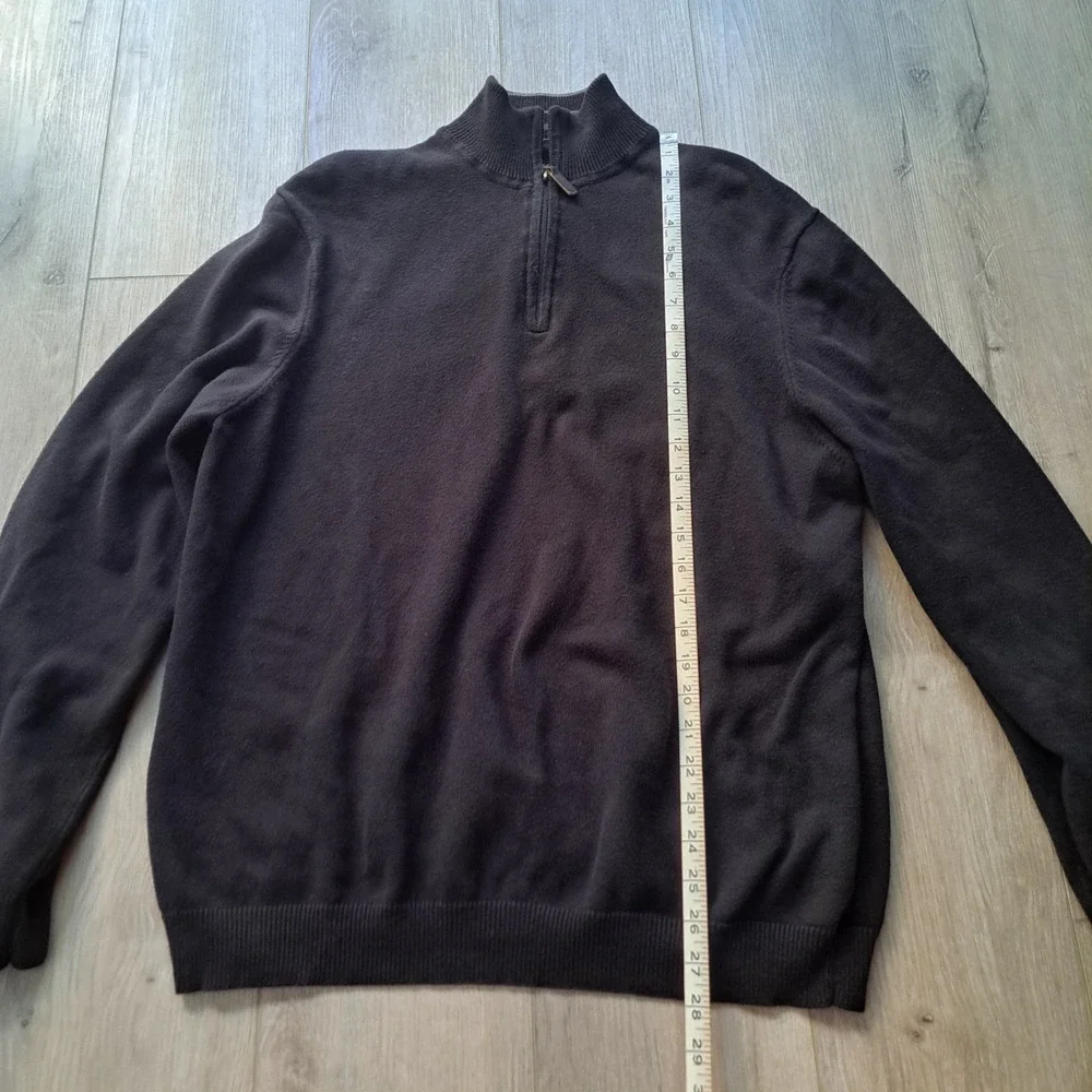 Eddie Bauer Men's Mock Neck Sweater Size LT Quarter Zip Cotton Cashmere Blalck